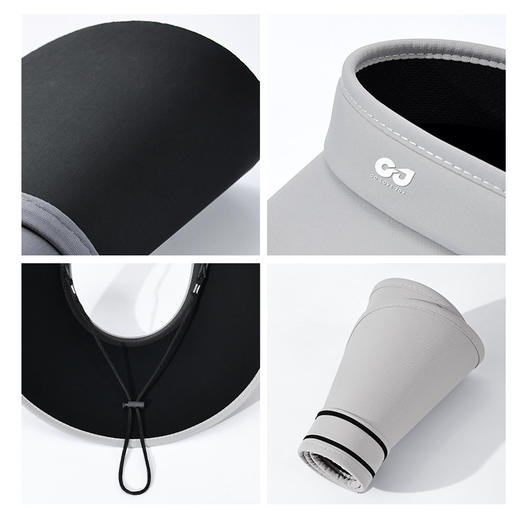 丝绒黑胶夏季新款防晒帽女遮阳帽户外大帽檐防紫外线空顶帽可折叠 商品图3