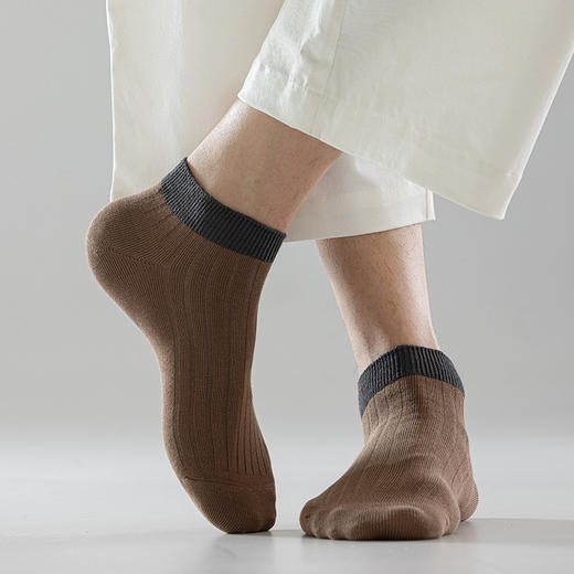 【脚腕粗杠短袜】男士短袜良品透气纯色袜子四季运动休闲双针抗菌防臭吸汗 商品图1