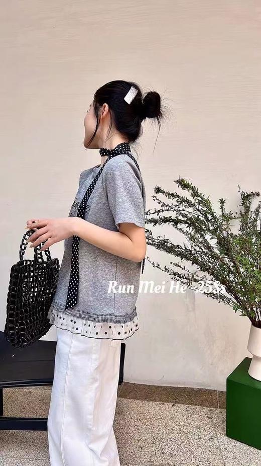 【重工精致T恤】精致刺绣波点边短袖T恤-喜出 商品图4