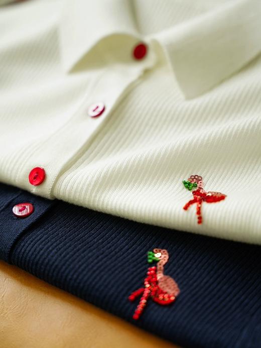 哥弟超细美丽诺桑蚕丝薄软抗起球手工珠片火烈鸟polo衫 商品图12