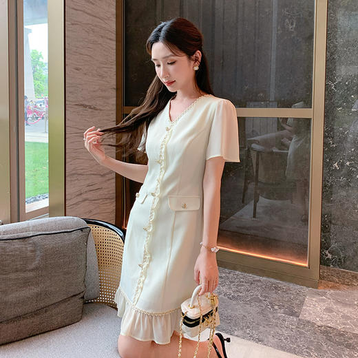 奢姿大码女装2025新款夏季胖妹妹小香风荷叶连衣裙中长气质裙子9952853191 商品图2