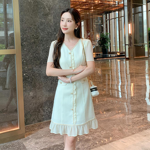 奢姿大码女装2025新款夏季胖妹妹小香风荷叶连衣裙中长气质裙子9952853191 商品图4