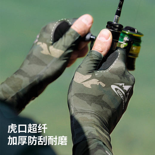 专业钓鱼手套男士夏季户外防晒半指冰丝透气路亚手套虎口加厚露指 商品图2
