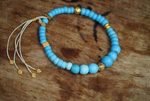 老蓝琉璃银鎏金珠日本丝线编绳项链 商品图2