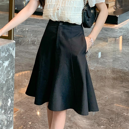奢姿大码女装2025夏季减龄时尚裙子胖妹妹通勤A字百搭简约半身裙9952493963B 商品图3