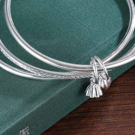 子佩集S999银【两世成欢】手镯【ZZSZ011】纯银三个圈莲蓬2504 商品图4