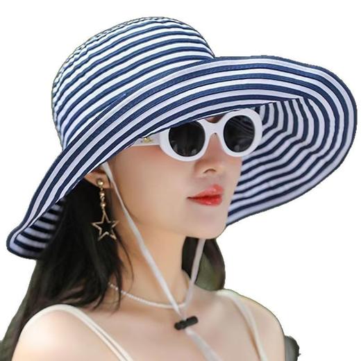 【爆款!夏日出街必备🔥】日系可折叠渔夫帽🌞防晒又时髦，条纹设计显脸小，大头围也能戴！快来Pick你的夏日焦点🎀超百搭出街海滩渔夫帽 商品图3