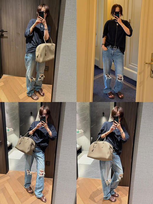 HIDEMI都市单宁系列多重水洗猫须牛仔蓝不规则破洞手作做旧牛仔裤 商品图2