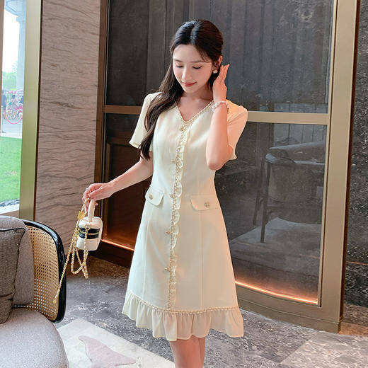 奢姿大码女装2025新款夏季胖妹妹小香风荷叶连衣裙中长气质裙子9952853191 商品图1