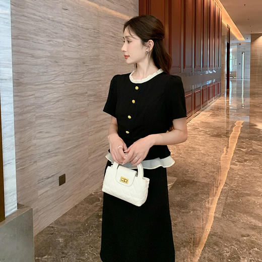 奢姿大码女装2025夏季气质撞色圆领连衣裙胖妹妹时尚减龄拼接裙子9952853310【1】 商品图2