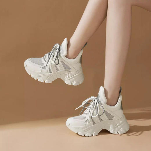 「K」洛诗琳15136设计师款气质超轻显高显瘦真皮老爹休闲运动鞋1110 商品图2