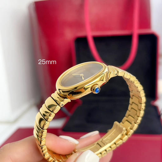 卡地亚浴缸Baignoire1920手镯系列，进口瑞士石英机芯，316L精钢表壳表扣，剑型黄金色指针，标志性金色logo印记，弧形水晶镜面，极简黑色表盘，展现复古单色美学❕❕❕ 商品图3