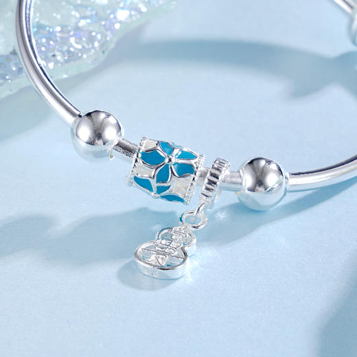 子佩集S999银【招财葫宝】童镯【ZZSZ004】纯银葫芦蓝花2504 商品图2