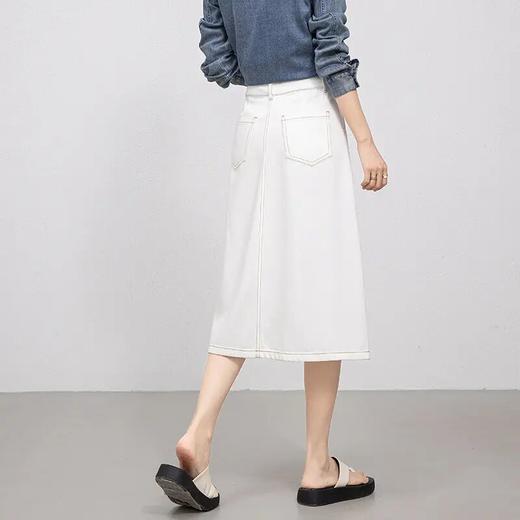 「高货rg」全新升级【铂金会员165/天猫219/差价54】(20049)洛诗琳高腰牛仔A字半身裙2025春夏新款白色宽松休闲八分伞裙20049 商品图3