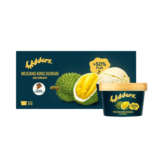 MM 山姆 Udders 新加坡进口 猫山王榴莲冰淇淋（6杯装） 商品图0