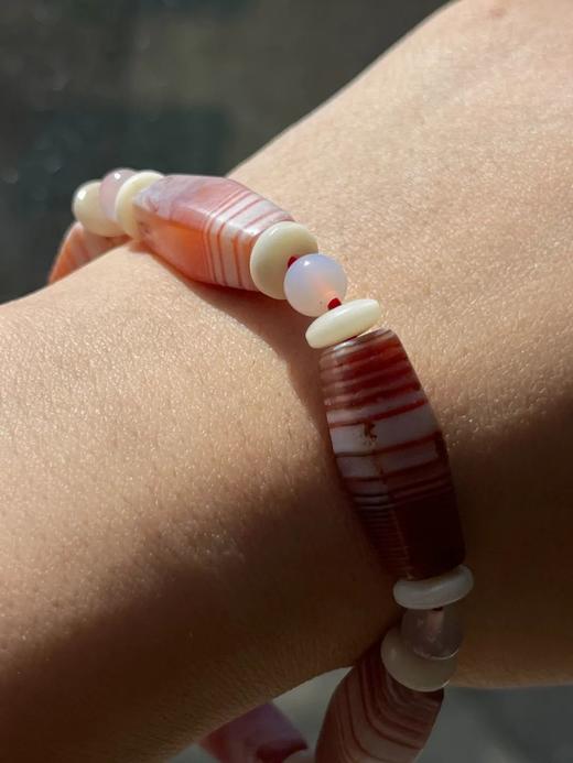 缠丝红白玛瑙四方橄榄珠手链，顺丰包邮 商品图11