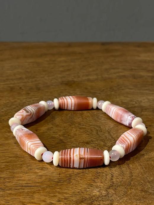 缠丝红白玛瑙四方橄榄珠手链，顺丰包邮 商品图2