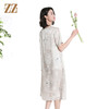 佐尔美国风真丝100%桑蚕丝提花新中式短袖连衣裙女M42LS79 商品缩略图4