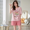 自然醒彩虹牛奶丝（带胸垫）一体睡衣女夏短袖薄款韩范甜美休闲可外穿家居服QH 商品缩略图1