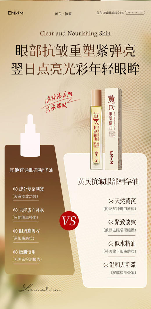 以中药养眼正品EMWM黄芪抗皱眼部精华油 商品图5