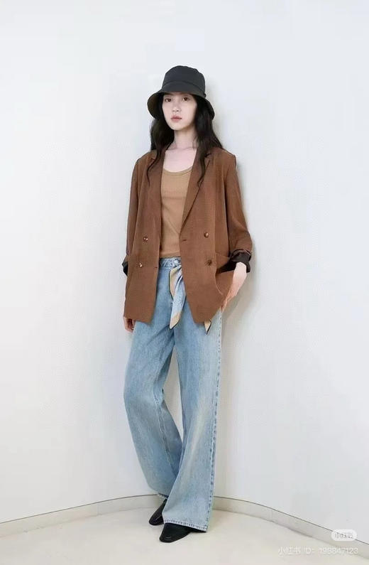 55-1 小禾 独家圆正 25春夏  中高腰 超柔水洗 阔腿牛仔裤 我穿29码 商品图5