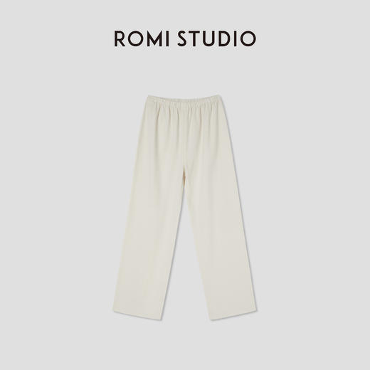 ROMI STUDIO本白色亚麻汉麻醋酸混纺休闲裤RWBAX81698 商品图0