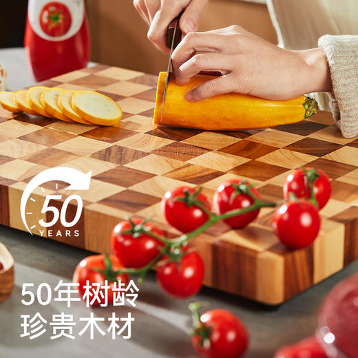 【菜板界天花板】泰国进口相思木棋盘格菜板4CM加厚 商品图5