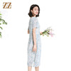 佐尔美夏季新款时尚气质碎花桑蚕丝短袖连衣裙女M42LS70 商品缩略图4