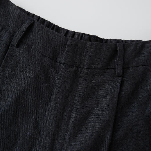 ROMI STUDIO100%色织亚麻斜纹肌理松紧腰复古洗水短裤 RWCSXY2280 商品图2