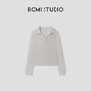 ROMISTUDIO经典老钱100%绵羊毛轻薄翻领长袖针织衫 RWCSST2063 商品缩略图0