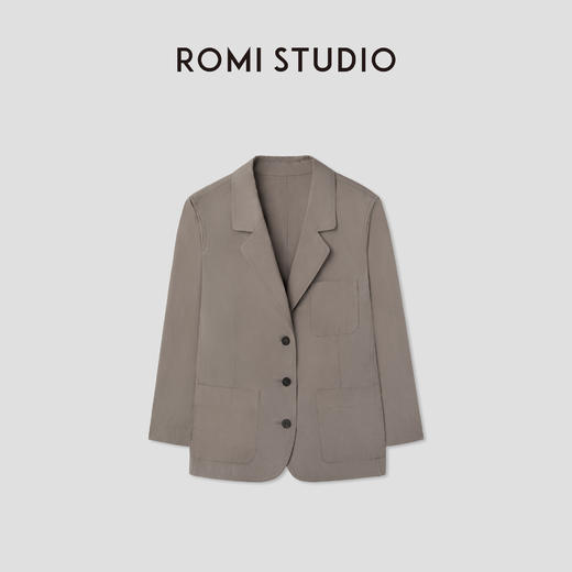 ROMI STUDIO极简老钱风 皮马棉砂洗廓形纯棉薄西装外套RWCSWG2026 商品图0