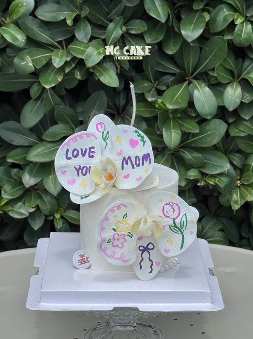 母亲节限定|卡通手绘风格蝴蝶兰装饰蛋糕 商品图0