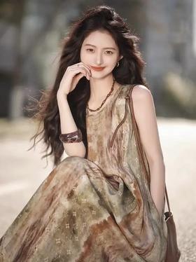 LPIUTY品牌直发！ 棠梨褐天丝连衣裙 C1225038