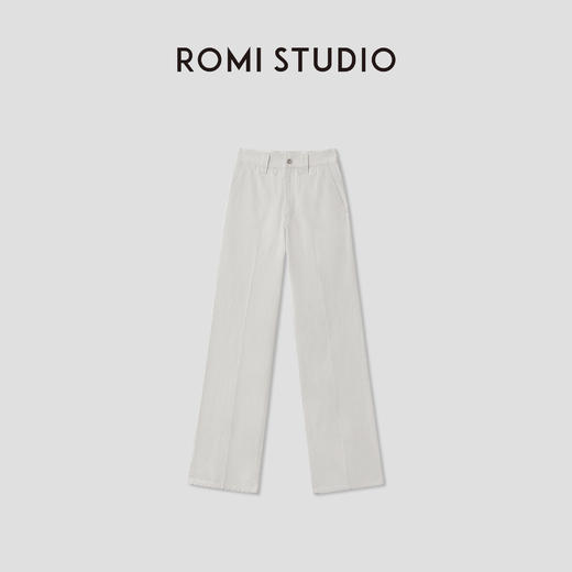 ROMI STUDIO“Clean fit”亚麻棉混纺经典老钱九分微喇裤RWCSXD2538 商品图3