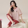 自然醒云间针织棉（带胸垫）睡衣女春夏款短袖七分裤可爱卡通套装夏天甜美女士家居服QH 商品缩略图7