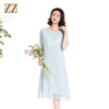 佐尔美夏季新款时尚气质碎花桑蚕丝短袖连衣裙女M42LS69 商品缩略图0