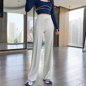 跃牌【禅语梵心】高腰螺纹收腹运动宽松直筒长裤女速干跑步显瘦健身裤CK5110