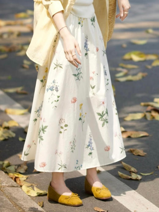 【百图lulu定制】【植物半裙】植物 数码印花 清新灿烂棉布裙 商品图0