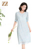 佐尔美夏季新款时尚气质碎花桑蚕丝短袖连衣裙女M42LS69 商品缩略图3
