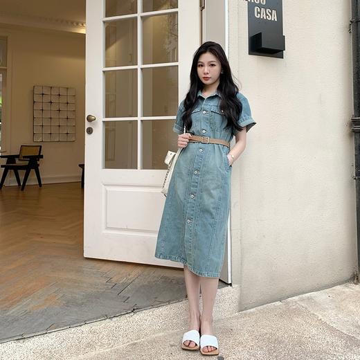 金蘑菇菇 怀旧少女的一天/100纯棉环保酵素水洗牛仔裙 商品图0