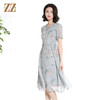 佐尔美夏季新款时尚气质碎花桑蚕丝短袖连衣裙女M42LS72 商品缩略图1