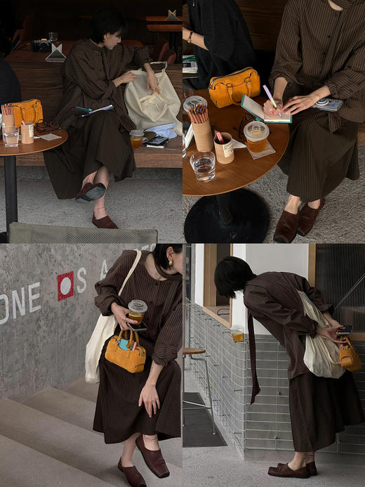 HIDEMI 进口色织格纹纽扣设计感褶皱半身长裙半身裙 商品图2