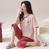 自然醒云间针织棉（带胸垫）睡衣女春夏款短袖七分裤可爱卡通套装夏天甜美女士家居服QH 商品缩略图9