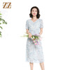 佐尔美夏季新款时尚气质碎花桑蚕丝短袖连衣裙女M42LS70 商品缩略图0