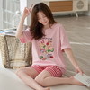 自然醒彩虹牛奶丝（带胸垫）一体睡衣女夏短袖薄款韩范甜美休闲可外穿家居服QH 商品缩略图6