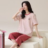 自然醒云间针织棉（带胸垫）睡衣女春夏款短袖七分裤可爱卡通套装夏天甜美女士家居服QH 商品缩略图4