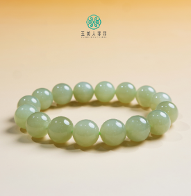 菲菲珠宝好/^和田玉单圈圆珠手串约12mm
