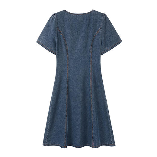 奢姿大码女装2025夏季气质方领设计连衣裙胖妹妹时尚休闲牛仔裙子9952821969 商品图1