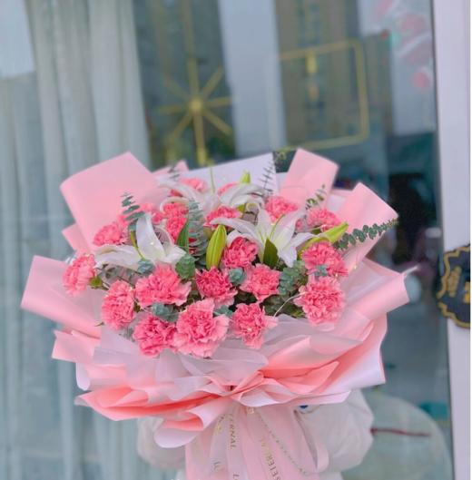19支粉康2支百合花束 商品图0