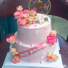 【青春舞曲】双层鲜花创意蛋糕
